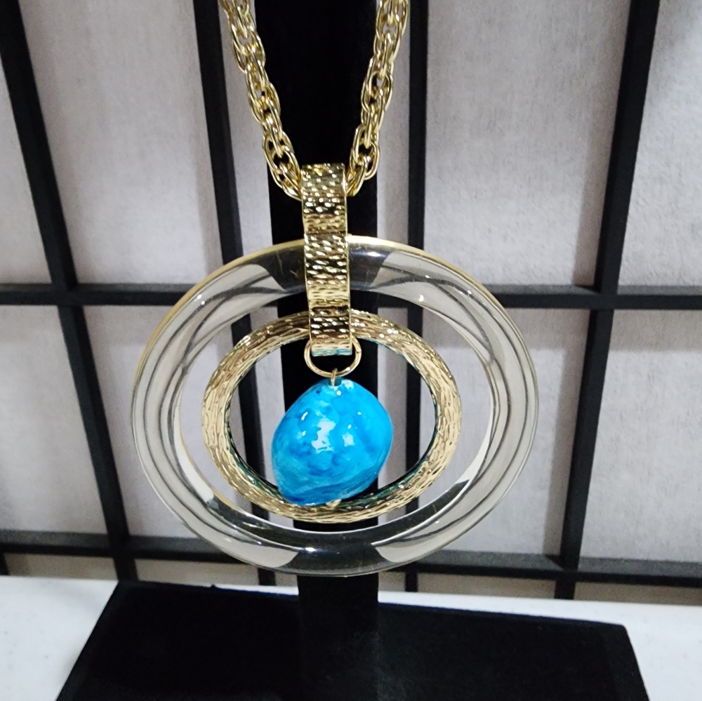 Blue Stone and gold necklace